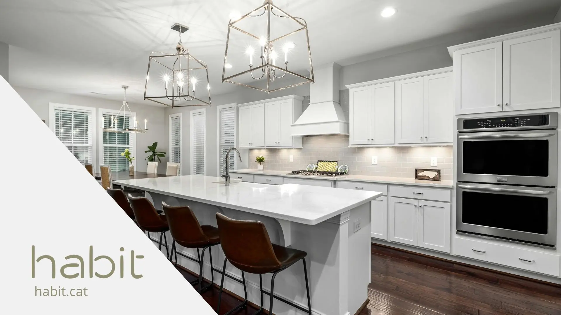 Cocina moderna blanca amplia utilizada de fondo en el blog de hubit